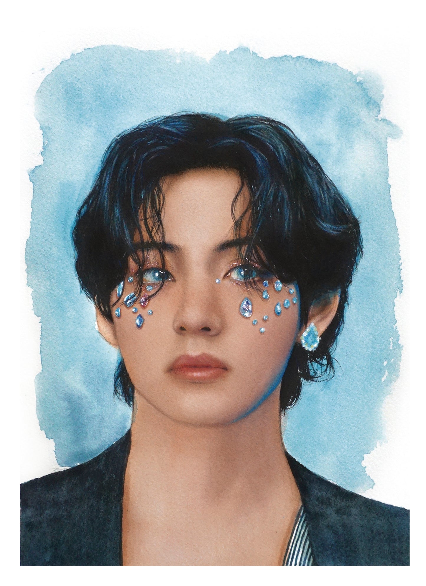 Taehyung bts Print - Teardrop diamond watercolor