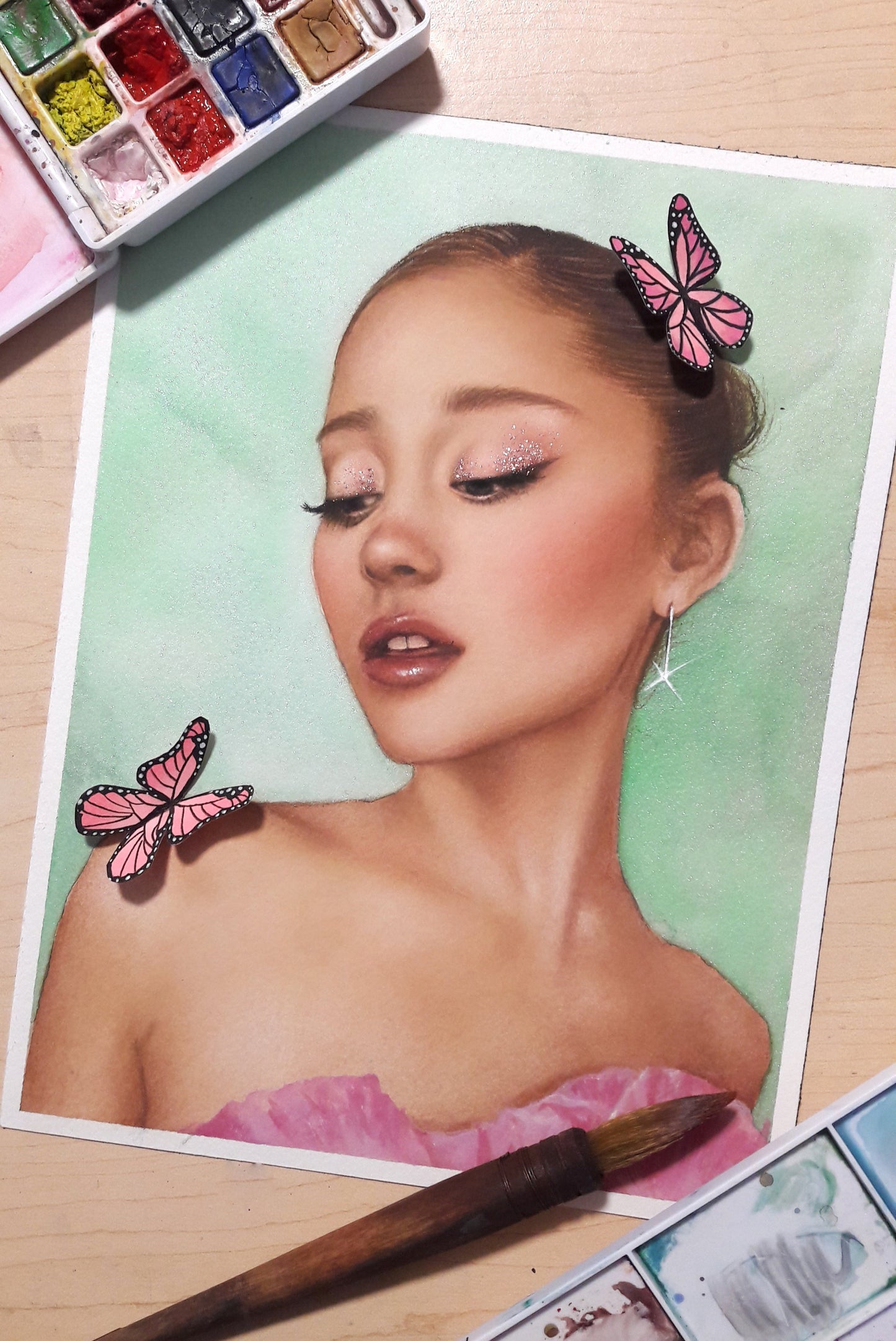 Ariana Grande Watercolor Painting