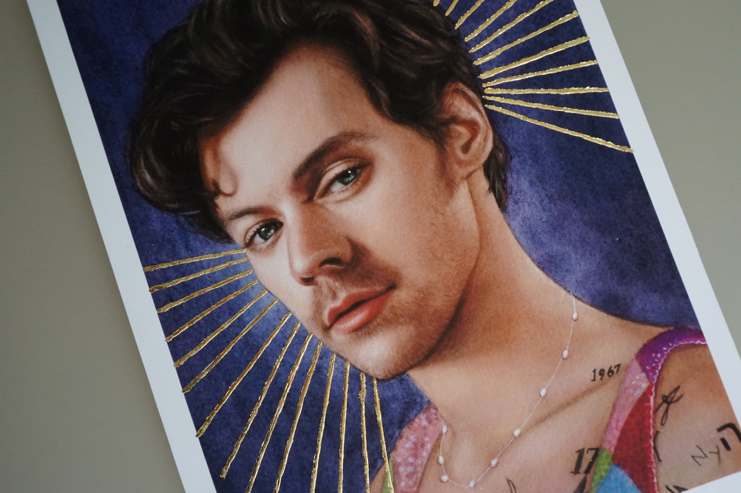 Harry Grammy Print con destellos dorados hechos a mano